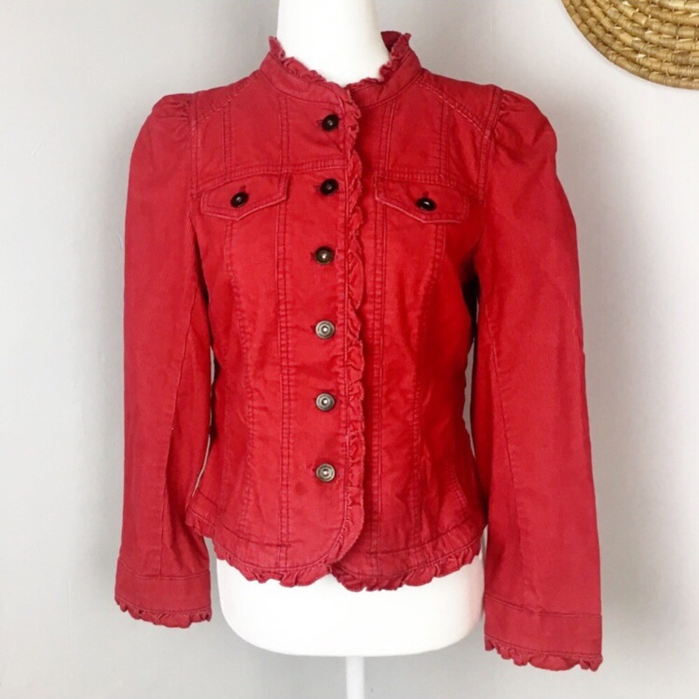 Victorian style ruffled edge corduroy jacket